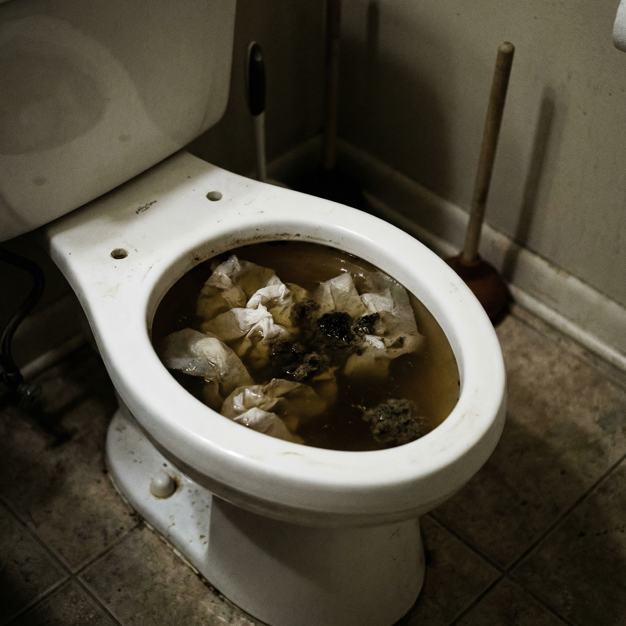 Vaso sanitário entupido com água alta